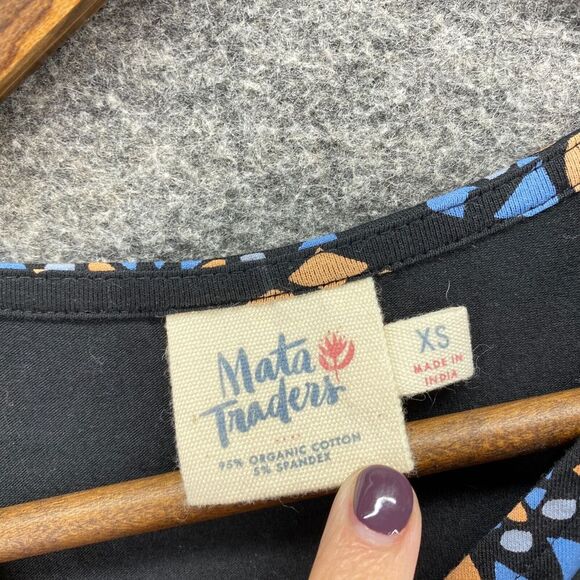 Mata Traders Dress Women XS Black Geometric Sheath Midi Round Neck Sleeveless - Picture 8 of 9